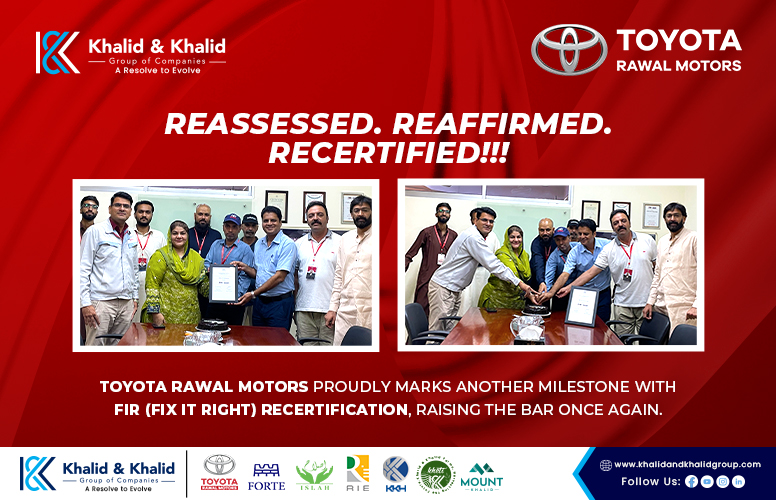 Toyota Rawal Motors Achieves FIR Recertification.